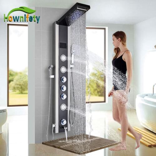 Multiple color Shower Column Faucet Function Switch Wall Mount Bathroom Bath Shower System SPA Massage Handle Shower Sprayer