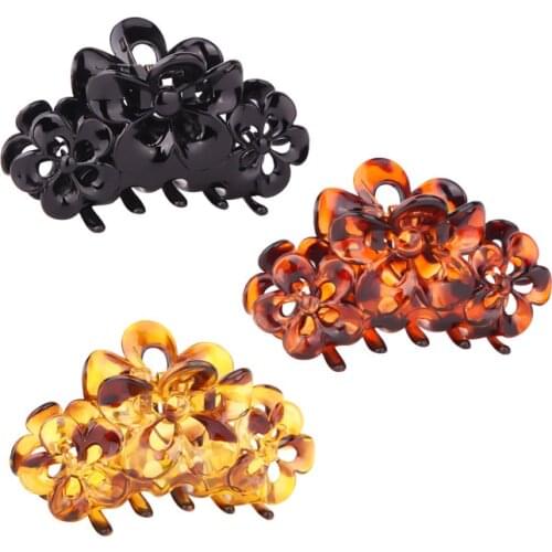 New fashion large Medium Vintage black delicate flowers waves simple square hollow hairpin For Women Girls Accessories Headdress