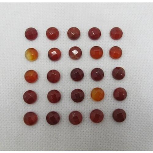 Wholesale Red Agat e Bead Cabochon 8mm Faceted Gem stone Jewelry Cabochon Ring Face 10pcs/lot