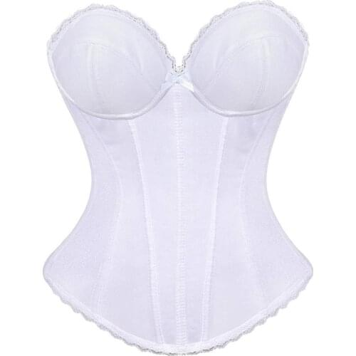 Sexy women fashion black white overbust corsets and bustiers wedding bridal shoulder straps corset lingerie gothic tops exotic