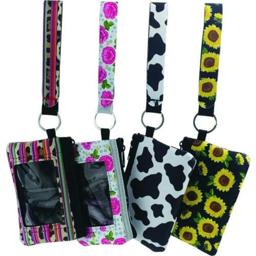 Wedding Gifts For Guests Sunflower Neoprene Coin Purse Wholesale Blanks Wristlet Card Holder Neoprene Coin Wallet