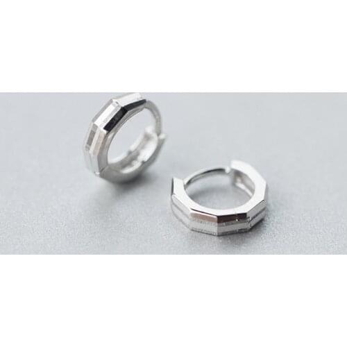 MloveAcc 925 Sterling Silver Earrings Women Men Fashion Personality Couple Small Contracted Geometric Earrings