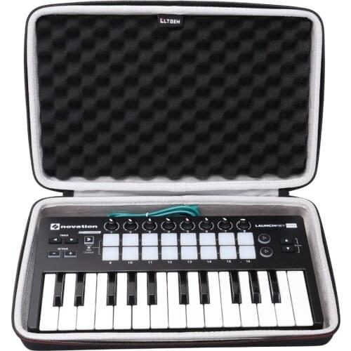 LTGEM EVA Hard Case for Novation Launchkey Mini 25-Note USB Keyboard MK2 Controller - Travel Protective Carrying Bag
