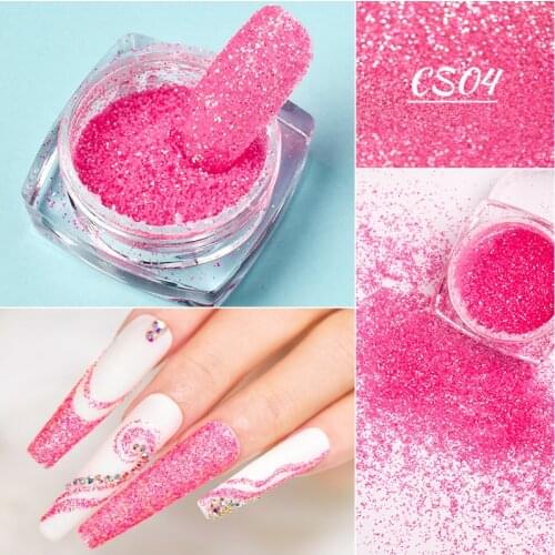 1PC Sugar Nail Powder Pigment Shiny Candy Pink Color Dipping Dust Nail Art Glitter Sequins Design Manicure Decoration