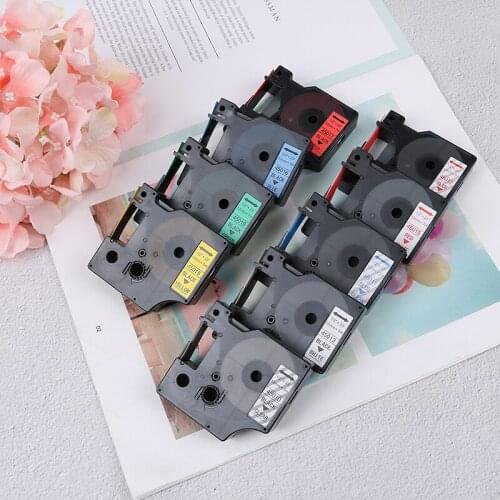 1pcs High Quality Compatible For DYMO 12mm D1 Black On Colors Label Tape 1/2'' Label Manager Refill