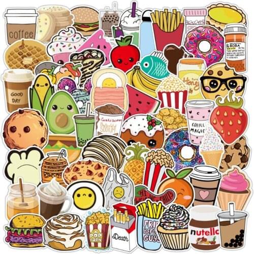 10/30/50PCS Bread Fruit Cartoon Graffiti Skateboard Water Cup Helmet Laptop Guitar Waterproof Sticker Decoration Wholesale
