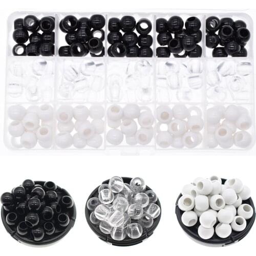 180pcs/lot Black and White Color Dreadlocks Hair Ring Hair Braid Beads hair braid dreadlock Beads cuffs clips 5mm hole