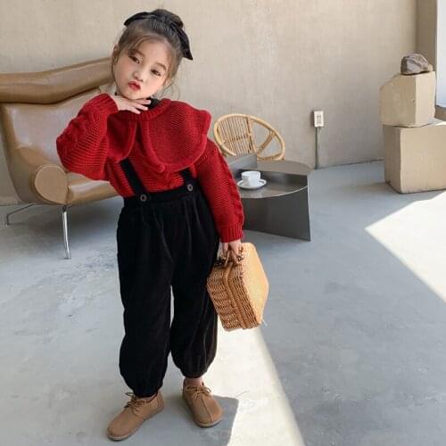 2020 Winter New ChildrenS Clothing Girls Retro Big Lapel Twist Sweater Autumn Kids Thick Knitted Sweater 2-7 Year