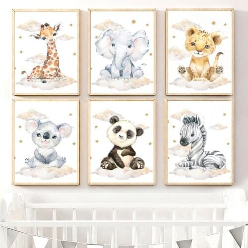 5D Diamond Painting Boho Poster Round Diamond DIY Embroidery Little Zebra Elephant Giraffe Lion Set Mosaic Handmade Gift