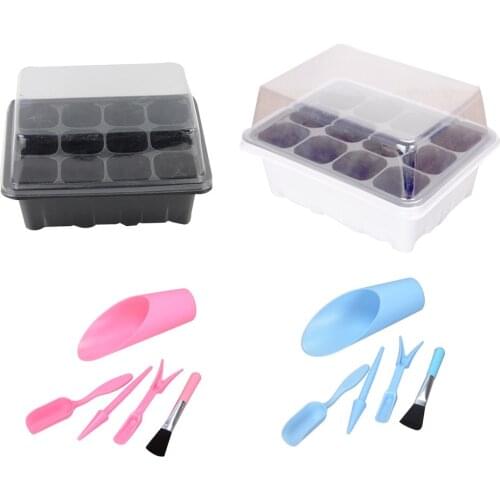 6/12 Cells Seed Tray Grow Box Nursery Pot Seedling Starter Germination Kit with Dome Plant Tags for Flower Garden