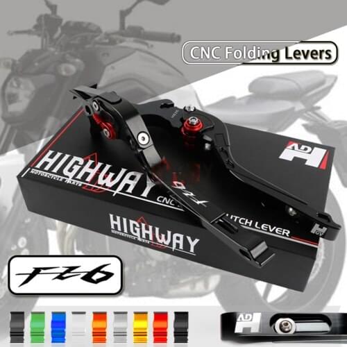 CNC Aluminum Brake Handle Bar Lever Extendable Folding Adjustable Brake Clutch Levers For YAMAHA FZ6 FAZER 2004-2010