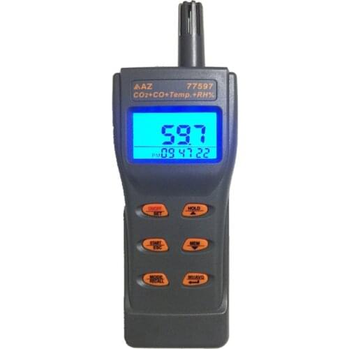 AZ77597 CO2 & CO & Temp. & RH Recorder Measure the Indoor Air Quality Index, Including the CO2, CO Concentration,Dew Point, Etc