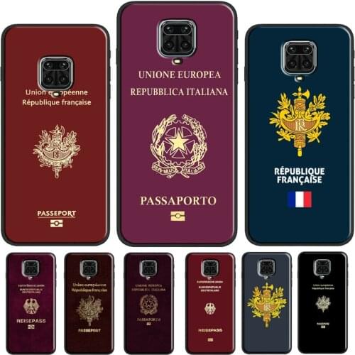 German Italian French Passport Case For Xiaomi Redmi Note 10 Pro Note 7 8 9 Pro 8T 9S Back Cover For Redmi 9 9A 9C 9T K40