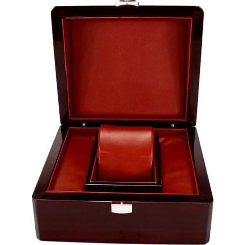 Black Glossy Wooden Wrist Watch/Bangle Leather Pillow Box Storage for Jewelry Necklace Holder