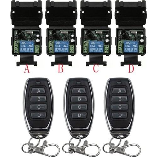 DC12V 24V 1CH Mini Wireless RF Remote Control Light Switch 10A Relay Output Radio Receiver Module+Transmitter Garage Doors/lamp