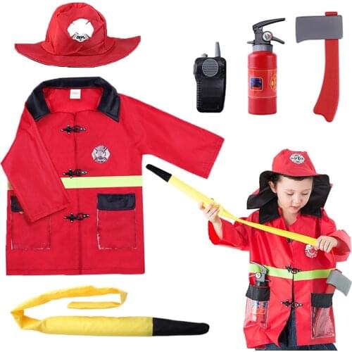 IPlay, iLearn Kids Fire Chief Costume, Halloween Fireman Dress Up Set, Fire Fighter Outfit Gifts for 3, 4, 5, 6 Year Old Toddler
