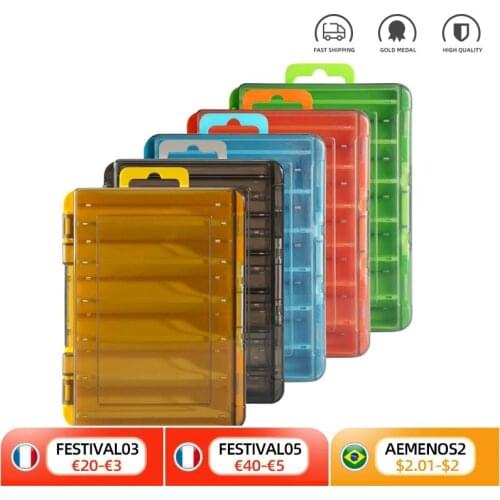 6 Colors Double Sided Fishing Tackle Box 14 Compartments Bait Lure Hook Storage Box Fishing Accessories Plastic Storage Case