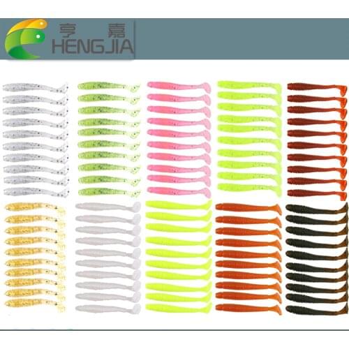 HENGJIA 10pcs/pack Fishing Lure Soft Bait 50mm/0.6g T Tail soft Fish SwimBait soft plastic worm bait Soft Lures Artificial Lures