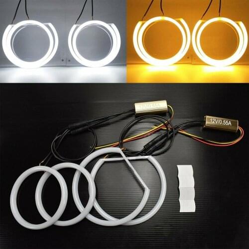 Cotton Daul Color LED Angel Eye Switchback White+Amber DRL For 06-11 BMW E90 E91 330i 335i E87