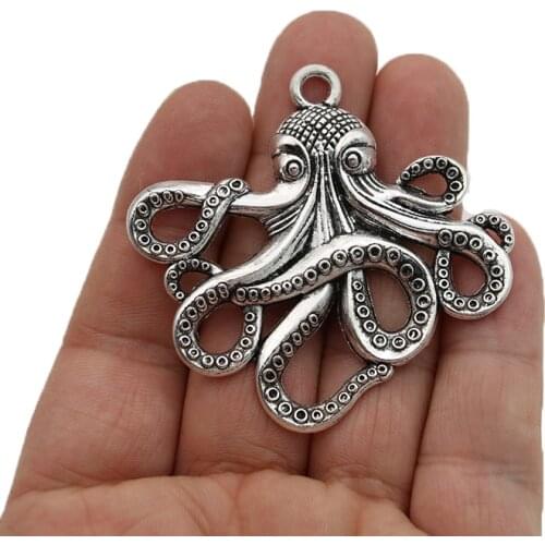 JAKONGO Antique Silver Plated Octopus Charms Pendants for Jewelry Making Bracelet DIY Accessories