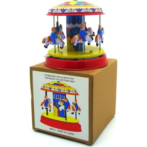 Classic collection Retro Clockwork Wind up Metal Tin Gear High-wheel Carousel toy Mechanical toys kids baby gift