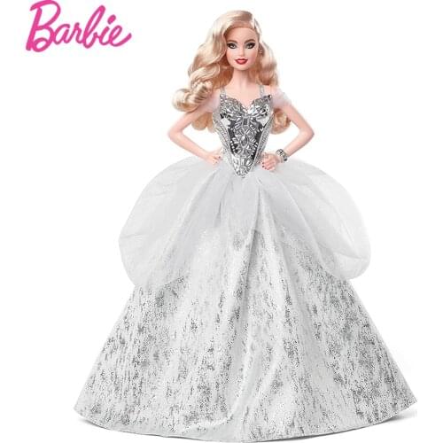 Barbie Signature Holiday Wavy Blonde Hair Mixed Styles Collectible Doll Toy for Kids Girl Birthday Gift GXL18