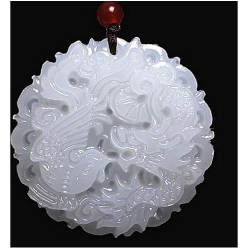 Beautiful Genuine Handmade Natural WhiteJade Carved Dragon Phoenix Pendant + Necklace Fashion Carving Pendants Jewelry