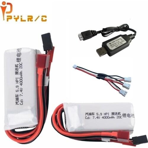 7.4v 4000mah lipo battery and charger for HPI XL OCTANE gasoline 5.9 1/8 for 7.4V 20C Cdi receiver lithium battery