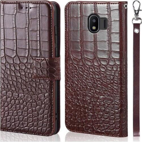Magnetic PU Leather Flip Wallet Stand Cover for Samsung Galaxy J2 Pro 2018 j250f for Samsung J2 2018 crocodile grain phone case