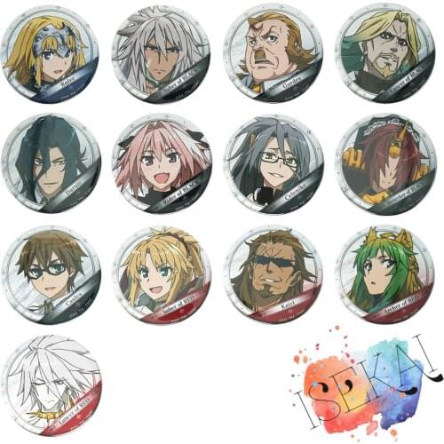 Fate Apocrypha Anime Metal Badge Sieg Mordred Jeanne D'Arc Astolfo Karna Vlad III Atlanta Yggdmillennia Badge Brooch Pins