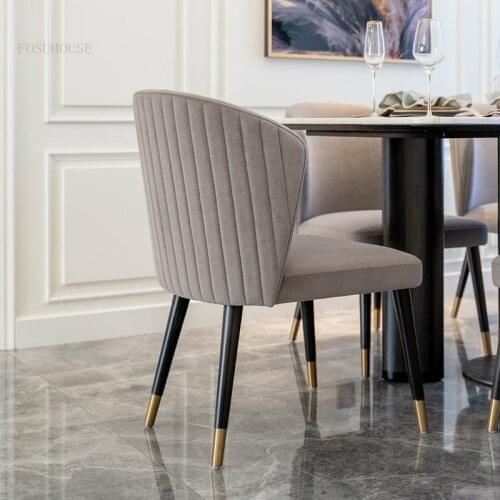 Minimalist Modern Flannel Dining Chairs Dining Room Furniture Creative Soft Backrest Dining Chair Nordic Cafe Lounge Chair
