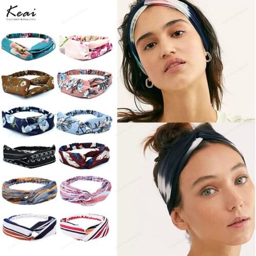 New Print Designer Headbands Bohemian Hair Bands Women Girls Vintage Hair Scarf Cross Turban Casual Bandana Female Accessories
