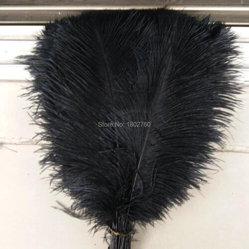 Wholesale hard rods natural 200 pcs/lot 16-18 inch 40-45 cm" black fluffy Ostrich Feather Plume wedding decoration