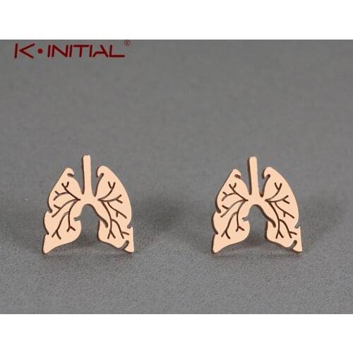 Kinitial Hiphop Lobe Anatomy Skeleton Earring Jewelry Anatomical Human Lung Stud Earring for Medical Doctor Nurse Gift Bijoux
