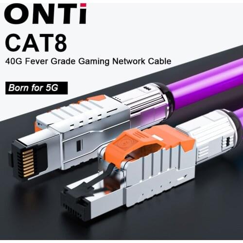 ONTi Cat8 Ethernet Patch Cable High Speed S/FTP 22AWG Screened Solid LAN Network Cable 40Gbps 2000Mhz (2Ghz) for Router/Gaming
