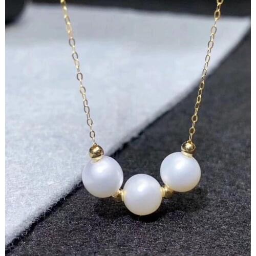 Shilovem 18k yellow gold Natural freshwater pearls pendants fine Jewelry women trendy plant necklace gift new mymz7-7.5921zz