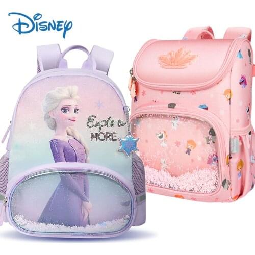New Disney Kids School Bag Kawaii Frozen Elsa Princess Baby Backpack Kindergarten Large Capacity Schoolbag Gifts for Girls Bags