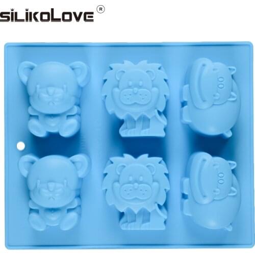 SILIKOLOVE 3D Animal Silicone Molds for Cake Decorating Bear Lion River Horse Silicone Mold DIY Baking Tools Mould Tray
