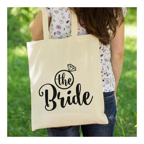 The Bride Diamond Wedding Canva Bags Casual Fashion Clothing Shoulder Bag Bridesmaid Maid Zipper Larde Tote Travel Slogan Bags