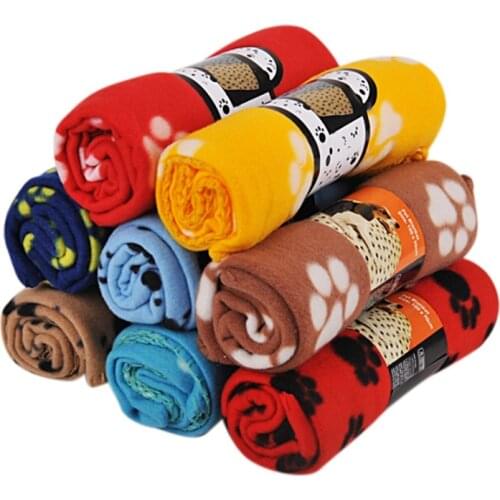 Cute Floral Pet Sleep Warm Paw Print towel Dog Cat Puppy Fleece Soft Dog Blanket Pet Dog Beds Mat For Couch, Car Backseat, Bed