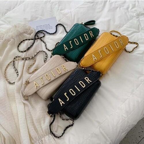 Vintage Alligator Women Handbags Fashion Chains Shouder Bags Luxury PU Leather Crossbody Bag Ladies Zipper Purses Clutch