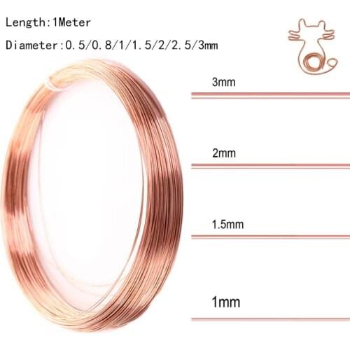 High Quality 1meter Copper Line Wire 0.5/0.8/1/1.5/2/2.5/3mm T2 Copper Red copper 99*90% Bare Wire