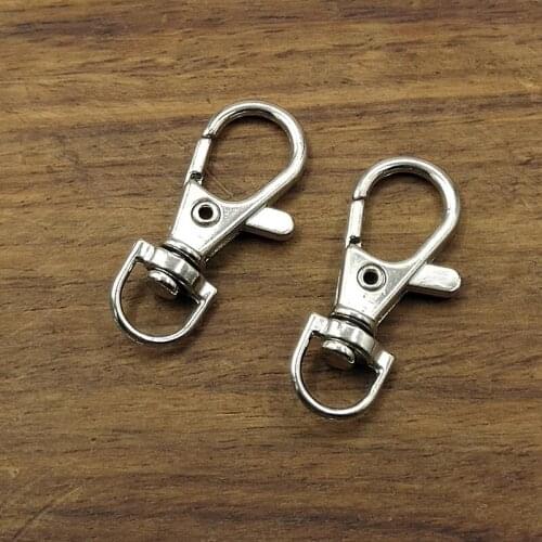 10pcs wholesale Silver rhodium lobster Clasp Clips Key Hook Keychain Split Key Ring Findings Clasps For DIY Keychains Making