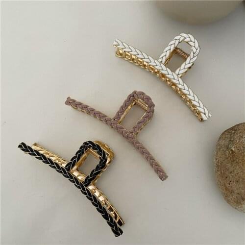 Women Weave Large Alloy Hair Clip Lady Fashion Back Head Shark Clip Girl Vintage Hair Claw