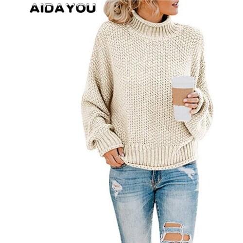 Womens Sweaters Batwing Long Sleeve Pullover Knitting Loose Chunky Casual Knit Pullover Jumper Tops ouc639