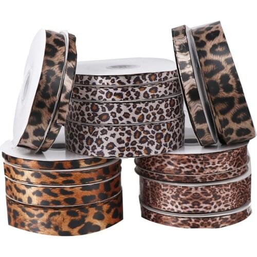 10 Yards 4 Sizes Leopard Printed Grosgrain Party Wedding Decoration Bow Craft Ribbons Card Gifts Wrapping Width 10/15/25/40mm