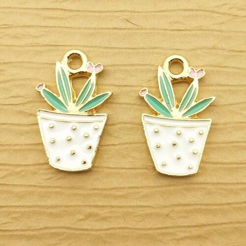 10pcs 15x22mm enamel pot culture charm for jewelry making crafting fashion earring pendant diy bracelet charm necklace charms