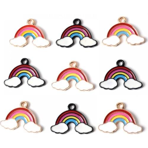 10Pcs 16*23mm Alloy Metal Drop Oil Mixed Rainbow Shape Charms Pendants Findings For DIY Jewelry Making Bracelet Accesories