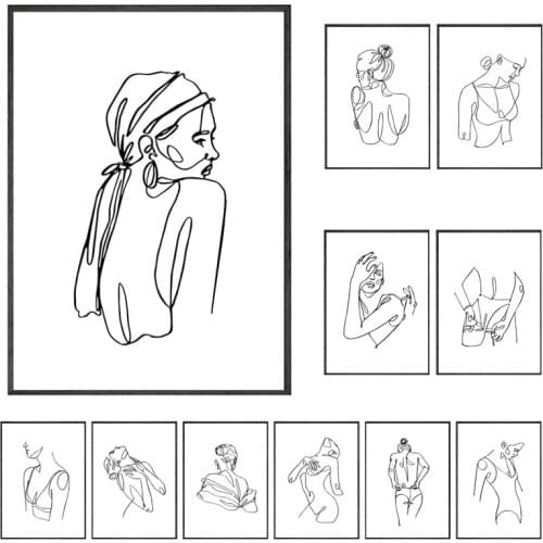 Abstract Line Girl Wall Bedroom Wall Decoration Poster Minimalist Wall Art Canvas Painting for Livingroom Poster Aesthetic Decor