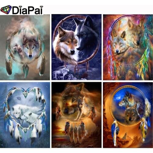 DIAPAI 5D DIY Diamond Painting 100% Full Square/Round Drill "Animal wolf" 3D Embroidery Cross Stitch Home Decor